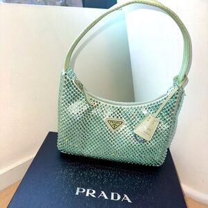 NWT! PRADA RE-EDITION SHOULDER BAG-CRYSTALIZED AQUA-NEVER WORN- LIMITED EDITION